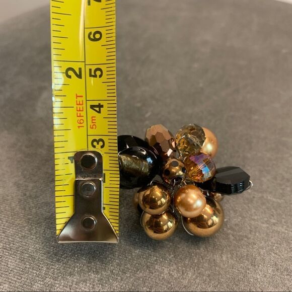 BEAUTIFUL beaded clustered costume jewellery ring black Brown bronze - Picture 8 of 8